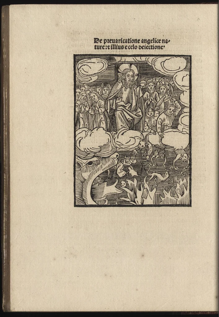 An illustration from Methodius primũ olympiade : et postea Tyrii ciuitatum episcopus. ... multa edidit documẽta et presertim de mundi creatione eidem in carcere reuelata .., leaf 11
