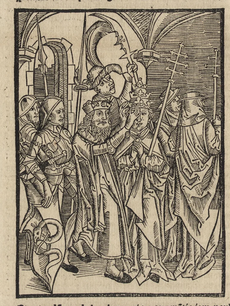 An illustration from Methodius primũ olympiade : et postea Tyrii ciuitatum episcopus. ... multa edidit documẽta et presertim de mundi creatione eidem in carcere reuelata .., leaf 97