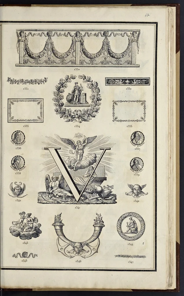 An illustration from Recueil des divers caractères, vignettes et ornemens de la fonderie et imprimerie de J.G. Gillé, 1808, leaf 140