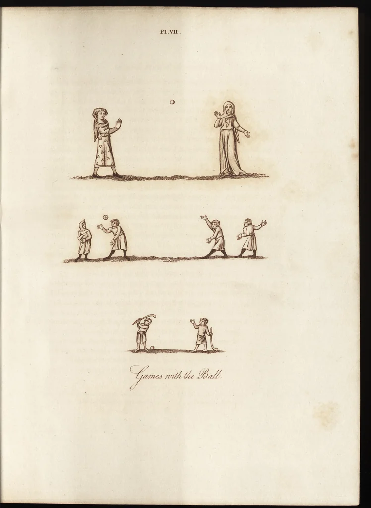An illustration from Glig-gamena angel-deod, or, The sports and pastimes of the people of England : including the rural and domestic recreations, May-games, mummeries, pageants, processions, and pompous spectacles, from the earliest period to the present time : illustrated by engravings selected from ancient paintings in which are represented most of the popular diversions, 1810, leaf 168