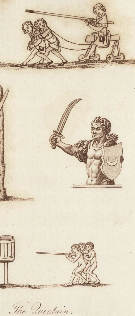 An illustration from Glig-gamena angel-deod, or, The sports and pastimes of the people of England : including the rural and domestic recreations, May-games, mummeries, pageants, processions, and pompous spectacles, from the earliest period to the present time : illustrated by engravings selected from ancient paintings in which are represented most of the popular diversions, 1810, leaf 189