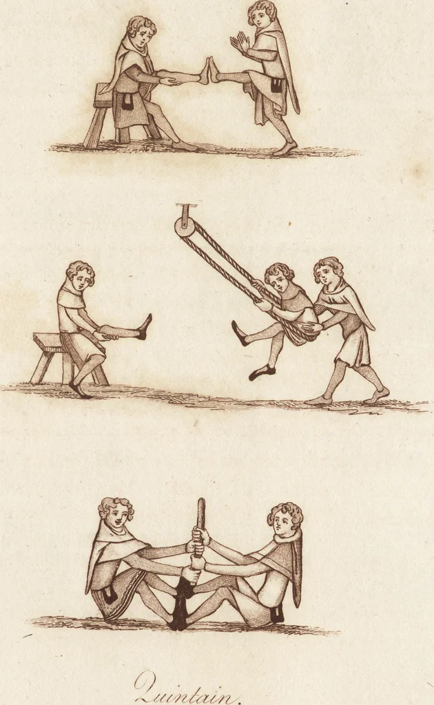 An illustration from Glig-gamena angel-deod, or, The sports and pastimes of the people of England : including the rural and domestic recreations, May-games, mummeries, pageants, processions, and pompous spectacles, from the earliest period to the present time : illustrated by engravings selected from ancient paintings in which are represented most of the popular diversions, 1810, leaf 200