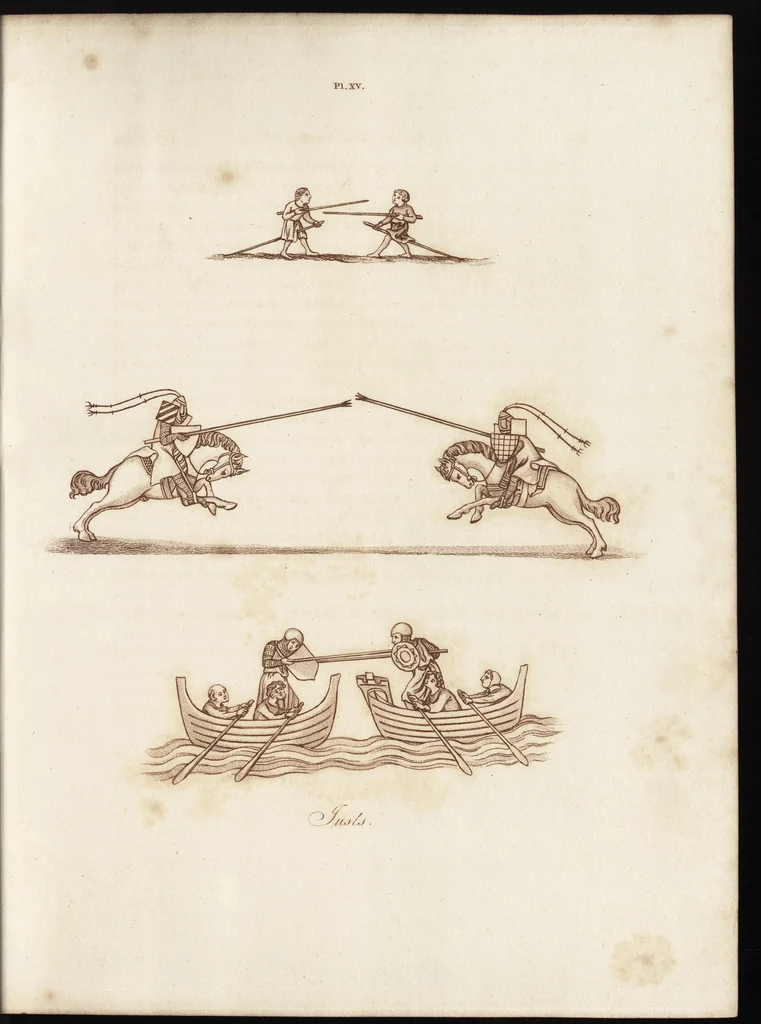 An illustration from Glig-gamena angel-deod, or, The sports and pastimes of the people of England : including the rural and domestic recreations, May-games, mummeries, pageants, processions, and pompous spectacles, from the earliest period to the present time : illustrated by engravings selected from ancient paintings in which are represented most of the popular diversions, 1810, leaf 228