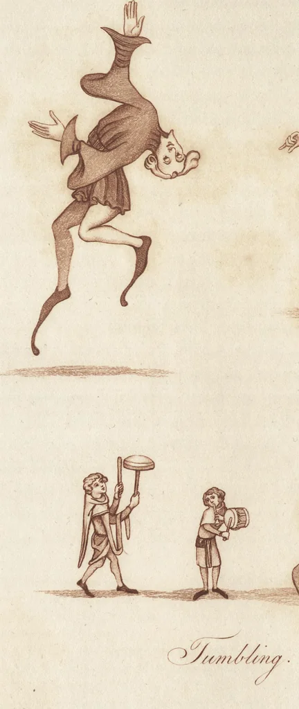An illustration from Glig-gamena angel-deod, or, The sports and pastimes of the people of England : including the rural and domestic recreations, May-games, mummeries, pageants, processions, and pompous spectacles, from the earliest period to the present time : illustrated by engravings selected from ancient paintings in which are represented most of the popular diversions, 1810, leaf 297