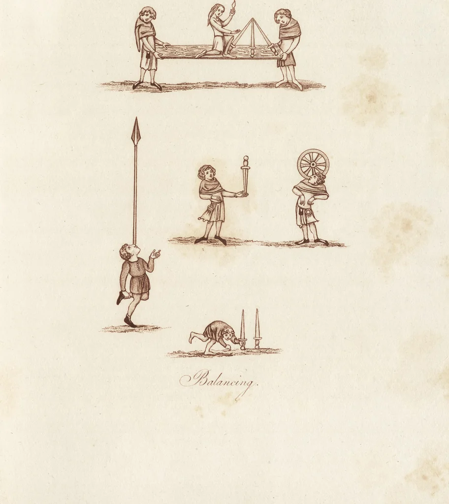 An illustration from Glig-gamena angel-deod, or, The sports and pastimes of the people of England : including the rural and domestic recreations, May-games, mummeries, pageants, processions, and pompous spectacles, from the earliest period to the present time : illustrated by engravings selected from ancient paintings in which are represented most of the popular diversions, 1810, leaf 316