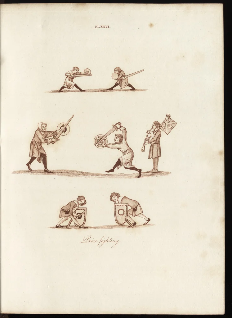 An illustration from Glig-gamena angel-deod, or, The sports and pastimes of the people of England : including the rural and domestic recreations, May-games, mummeries, pageants, processions, and pompous spectacles, from the earliest period to the present time : illustrated by engravings selected from ancient paintings in which are represented most of the popular diversions, 1810, leaf 348