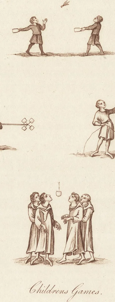 An illustration from Glig-gamena angel-deod, or, The sports and pastimes of the people of England : including the rural and domestic recreations, May-games, mummeries, pageants, processions, and pompous spectacles, from the earliest period to the present time : illustrated by engravings selected from ancient paintings in which are represented most of the popular diversions, 1810, leaf 477