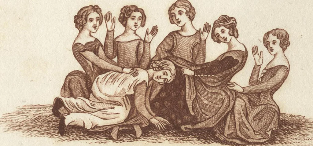 An illustration from Glig-gamena angel-deod, or, The sports and pastimes of the people of England : including the rural and domestic recreations, May-games, mummeries, pageants, processions, and pompous spectacles, from the earliest period to the present time : illustrated by engravings selected from ancient paintings in which are represented most of the popular diversions, 1810, leaf 481