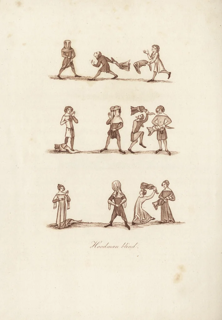 An illustration from Glig-gamena angel-deod, or, The sports and pastimes of the people of England : including the rural and domestic recreations, May-games, mummeries, pageants, processions, and pompous spectacles, from the earliest period to the present time : illustrated by engravings selected from ancient paintings in which are represented most of the popular diversions, 1810, leaf 483