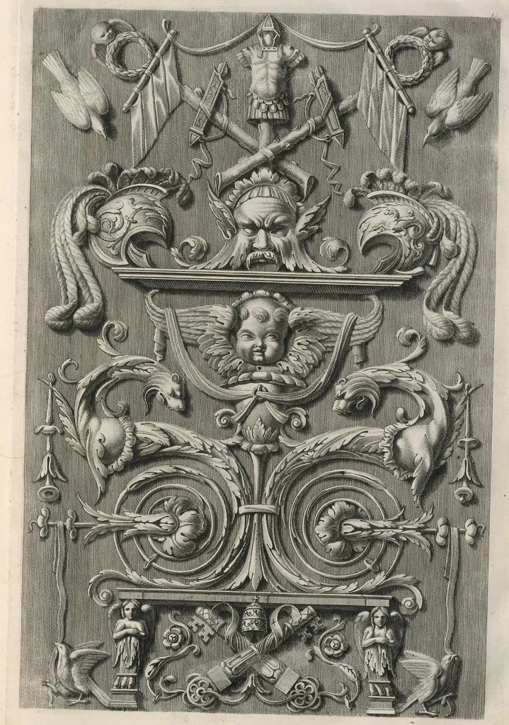 An illustration from Ornati d'invenzione di Raffaele Sanzio di Urbino esistenti nel coro di S. Pietro in Perugia : in numero venti rami, 1811, leaf 30