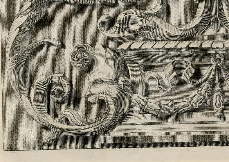 An illustration from Ornati d'invenzione di Raffaele Sanzio di Urbino esistenti nel coro di S. Pietro in Perugia : in numero venti rami, 1811, leaf 42