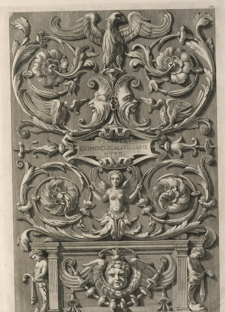 An illustration from Ornati d'invenzione di Raffaele Sanzio di Urbino esistenti nel coro di S. Pietro in Perugia : in numero venti rami, 1811, leaf 46