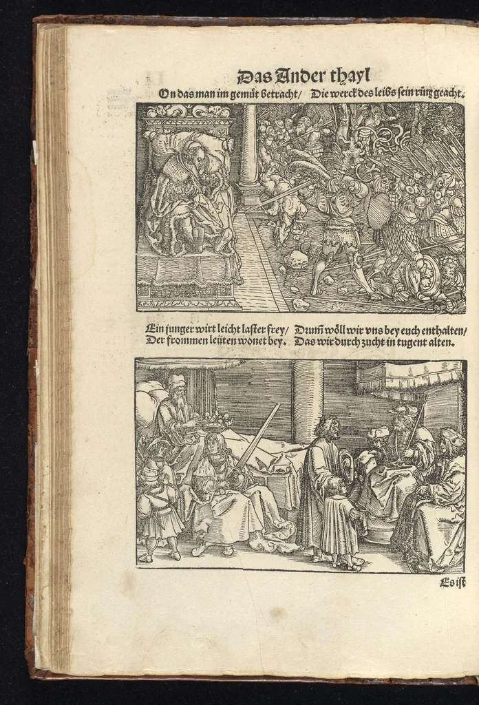 An illustration from Officia M.T.C. : ein Bůch, so Marcus Tullius Cicero der Römer, zů seynem Sune Marco, von den tugentsamen Ämptern vnd Zůgehörungen, eynes wol vnd rechtlebenden Menschen, 1531, leaf 119