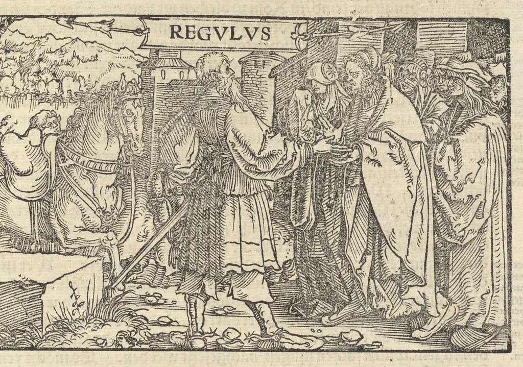 An illustration from Officia M.T.C. : ein Bůch, so Marcus Tullius Cicero der Römer, zů seynem Sune Marco, von den tugentsamen Ämptern vnd Zůgehörungen, eynes wol vnd rechtlebenden Menschen, 1531, leaf 190