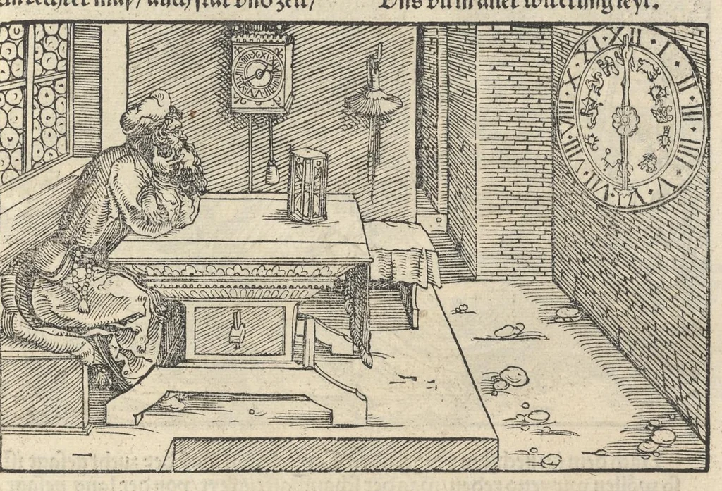 An illustration from Officia M.T.C. : ein Bůch, so Marcus Tullius Cicero der Römer, zů seynem Sune Marco, von den tugentsamen Ämptern vnd Zůgehörungen, eynes wol vnd rechtlebenden Menschen, 1531, leaf 84