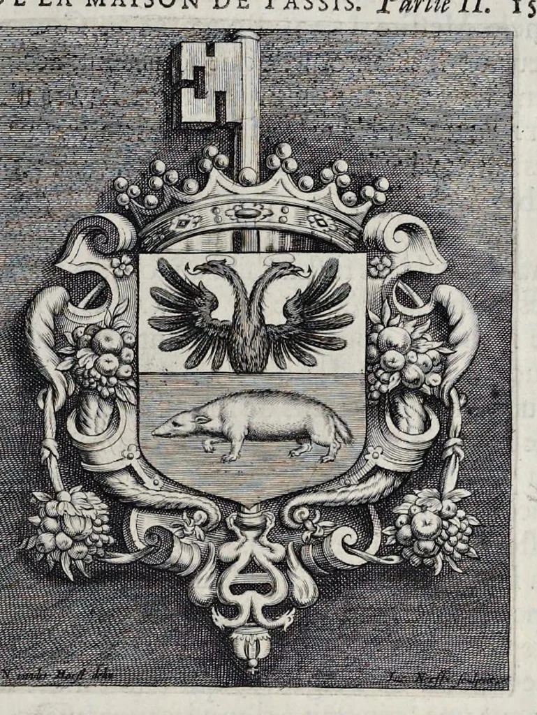 An illustration from Les marques d'honneur de la maison de Tassis, 1645, leaf 178
