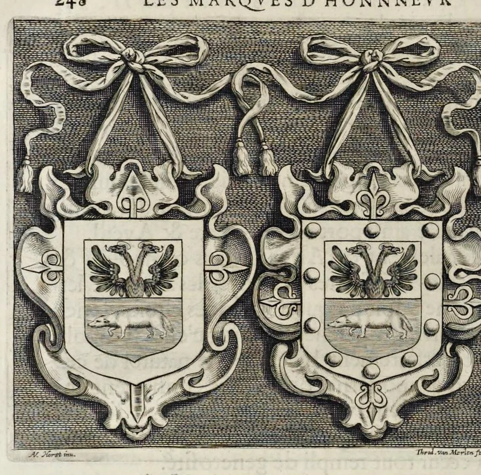 An illustration from Les marques d'honneur de la maison de Tassis, 1645, leaf 279