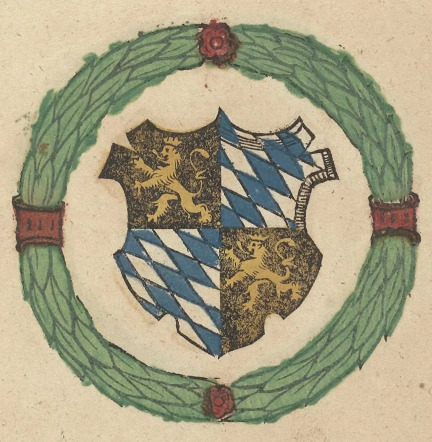 An illustration from Ordenliche Beschreybung der fürstlichen Hochzeyt, die da gehalten ist worden, durch den durchleüchtigen, hochgebornen Fürsten vnnd Herrn, Herrn Wilhelm Pfaltzgraf beim Rheyn, Hertzog inn Obern vnd Nidern Bayern [et]c. mit dem hochgebornen Fräwlin Renatta, geborne Hertzogin auss Luttringe[n] : den 21. Tag Februarij, des 1568. Jars, in der fürstlichen Statt München, vnd an die kaiserliche Maiestet geschriben, vnd ... in teütsche Carmina gestellt, 1568, leaf 10
