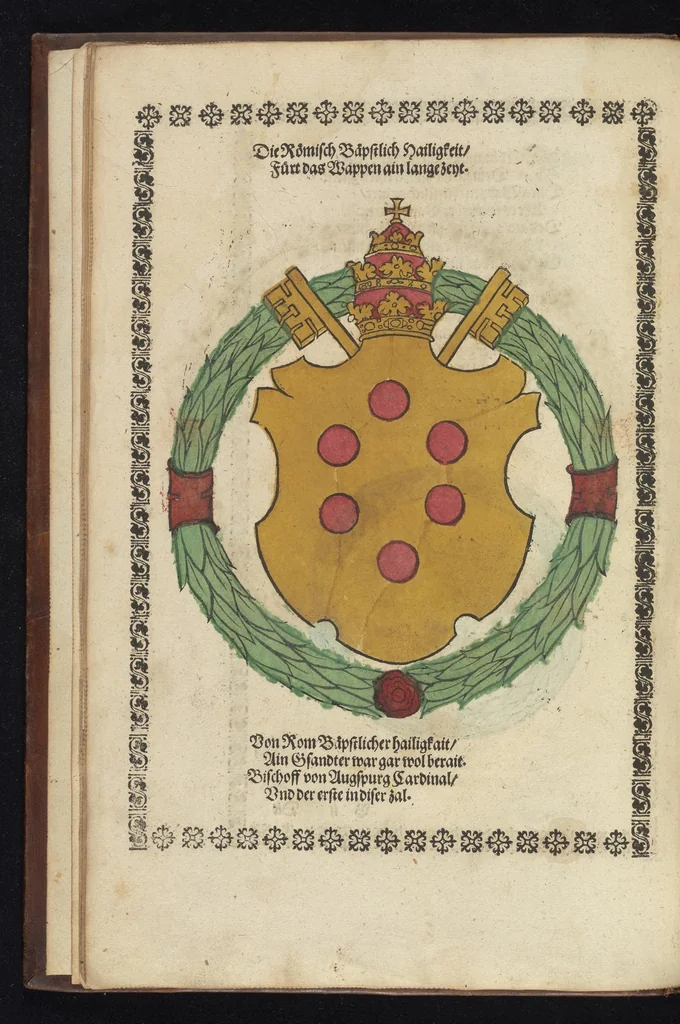 An illustration from Ordenliche Beschreybung der fürstlichen Hochzeyt, die da gehalten ist worden, durch den durchleüchtigen, hochgebornen Fürsten vnnd Herrn, Herrn Wilhelm Pfaltzgraf beim Rheyn, Hertzog inn Obern vnd Nidern Bayern [et]c. mit dem hochgebornen Fräwlin Renatta, geborne Hertzogin auss Luttringe[n] : den 21. Tag Februarij, des 1568. Jars, in der fürstlichen Statt München, vnd an die kaiserliche Maiestet geschriben, vnd ... in teütsche Carmina gestellt, 1568, leaf 15