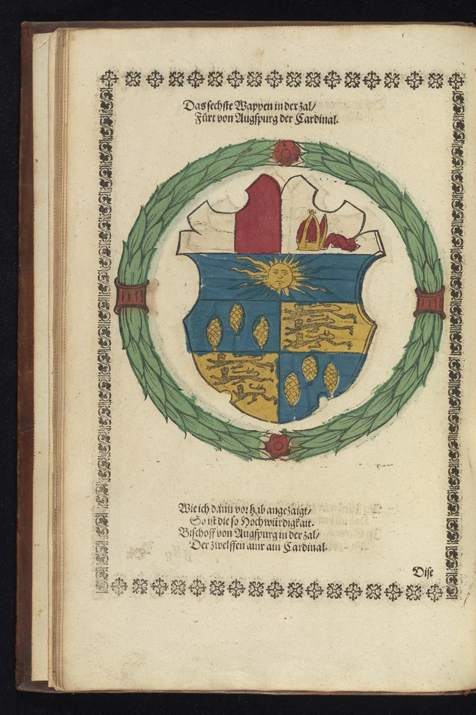 An illustration from Ordenliche Beschreybung der fürstlichen Hochzeyt, die da gehalten ist worden, durch den durchleüchtigen, hochgebornen Fürsten vnnd Herrn, Herrn Wilhelm Pfaltzgraf beim Rheyn, Hertzog inn Obern vnd Nidern Bayern [et]c. mit dem hochgebornen Fräwlin Renatta, geborne Hertzogin auss Luttringe[n] : den 21. Tag Februarij, des 1568. Jars, in der fürstlichen Statt München, vnd an die kaiserliche Maiestet geschriben, vnd ... in teütsche Carmina gestellt, 1568, leaf 21
