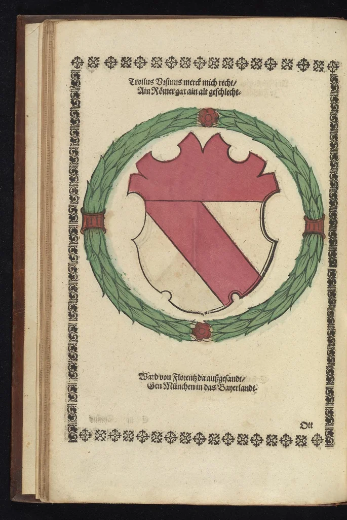 An illustration from Ordenliche Beschreybung der fürstlichen Hochzeyt, die da gehalten ist worden, durch den durchleüchtigen, hochgebornen Fürsten vnnd Herrn, Herrn Wilhelm Pfaltzgraf beim Rheyn, Hertzog inn Obern vnd Nidern Bayern [et]c. mit dem hochgebornen Fräwlin Renatta, geborne Hertzogin auss Luttringe[n] : den 21. Tag Februarij, des 1568. Jars, in der fürstlichen Statt München, vnd an die kaiserliche Maiestet geschriben, vnd ... in teütsche Carmina gestellt, 1568, leaf 41