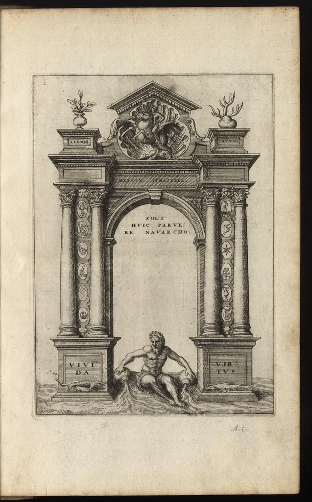 An illustration from Arcus aliquot triumphal et monimenta victor. classicae : in honor. inuictissimi ac illustriss. Iani Austriae, victoris non quieturi, 1572, leaf 12