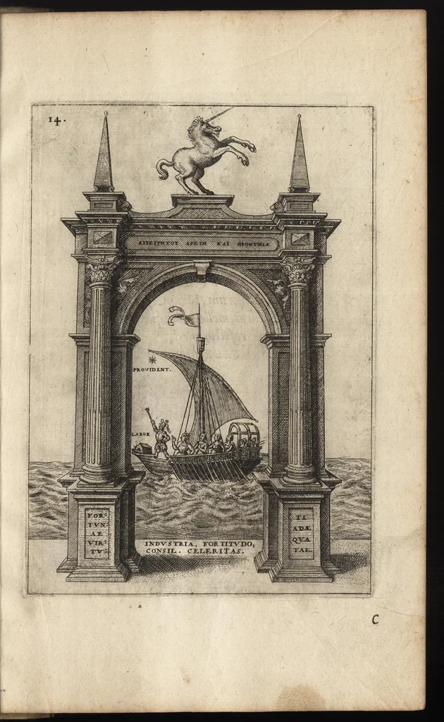 An illustration from Arcus aliquot triumphal et monimenta victor. classicae : in honor. inuictissimi ac illustriss. Iani Austriae, victoris non quieturi, 1572, leaf 36