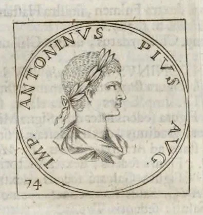 An illustration from Imperatorum Romanorum numismata a Pompeo Magno ad Heraclium ab Adolfo Occone olim congesta : nunc Augustorum iconibus, perpetuis historico-chronologicis notis, pluribusque additamentis illustrata, & aucta. Sac. Caesareae et Regiae Maiestati Inuictissimi, et Clementissimi Leopoldi Primi Optimi Maximi, Augustorum Augusti exhibita studio, et cura Francisci Mediobarbi Biragi S.R.I. comitis, & regiae ciuitatis Papiae decurionis, 1683, leaf 328