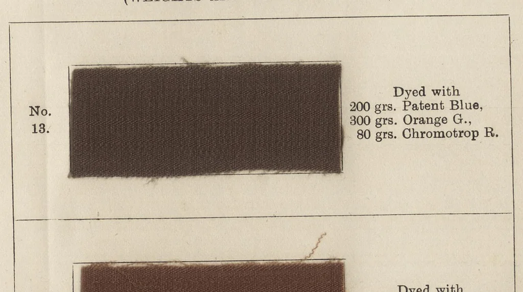 An illustration from Colour-matching on textiles : a manual intended for the use of dyers, calico printers, and textile colour chemists, 1901, leaf 148