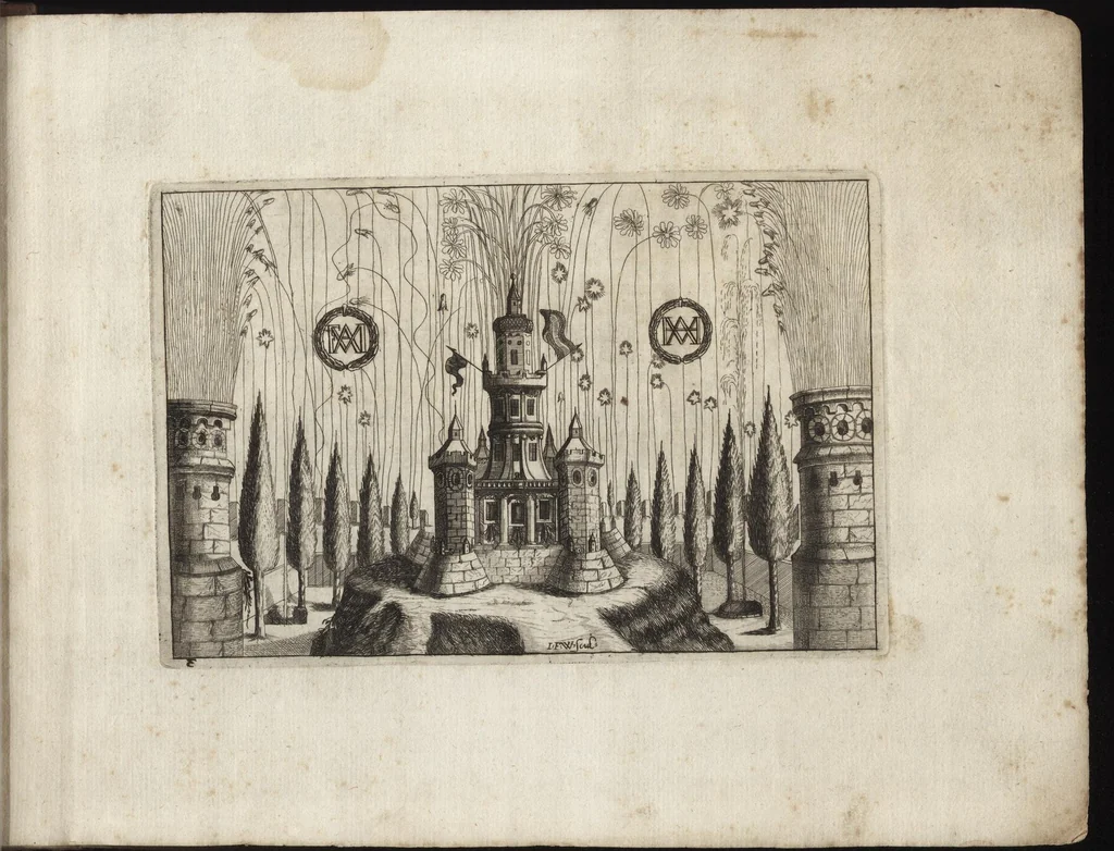 An illustration from Dem durchleichtigisten Fürsten vnd Herrn Herrn Maximilian Emmanuel in Ober- vnd Nidern Baijrn, auch der Obern Pfaltz Herzoge[n], Pfaltzgrafen beij Rhein, dess Heil. Röm. Reichs Ertztruchsess und Churfürsten, Landgraffen zu Leichtenberg &c, 1685, leaf 18