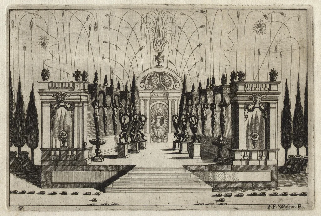 An illustration from Dem durchleichtigisten Fürsten vnd Herrn Herrn Maximilian Emmanuel in Ober- vnd Nidern Baijrn, auch der Obern Pfaltz Herzoge[n], Pfaltzgrafen beij Rhein, dess Heil. Röm. Reichs Ertztruchsess und Churfürsten, Landgraffen zu Leichtenberg &c, 1685, leaf 34