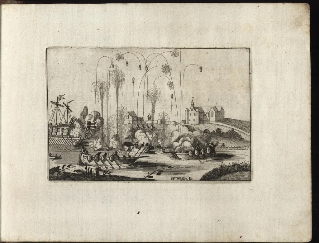 An illustration from Dem durchleichtigisten Fürsten vnd Herrn Herrn Maximilian Emmanuel in Ober- vnd Nidern Baijrn, auch der Obern Pfaltz Herzoge[n], Pfaltzgrafen beij Rhein, dess Heil. Röm. Reichs Ertztruchsess und Churfürsten, Landgraffen zu Leichtenberg &c, 1685, leaf 38