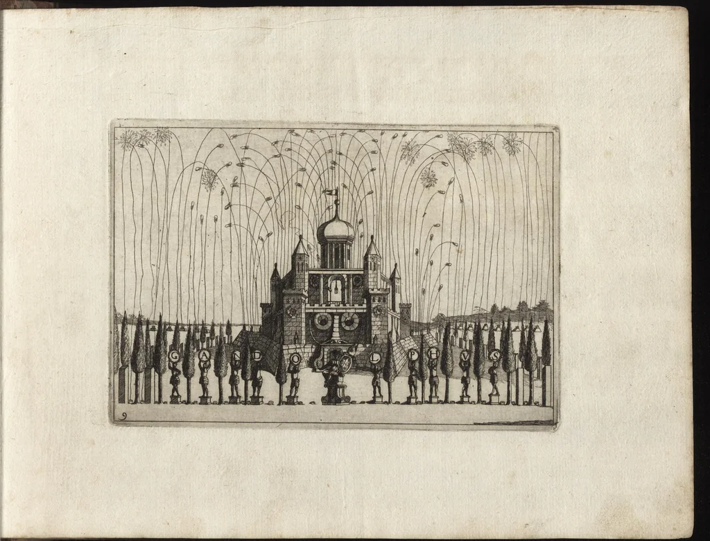 An illustration from Dem durchleichtigisten Fürsten vnd Herrn Herrn Maximilian Emmanuel in Ober- vnd Nidern Baijrn, auch der Obern Pfaltz Herzoge[n], Pfaltzgrafen beij Rhein, dess Heil. Röm. Reichs Ertztruchsess und Churfürsten, Landgraffen zu Leichtenberg &c, 1685, leaf 42