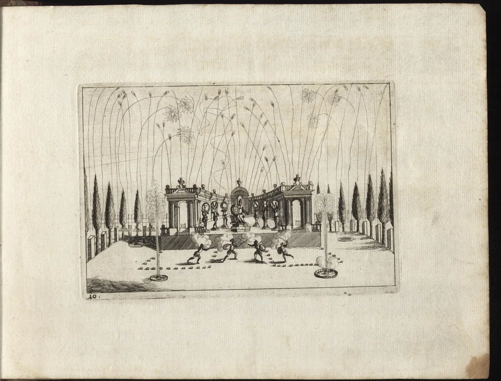 An illustration from Dem durchleichtigisten Fürsten vnd Herrn Herrn Maximilian Emmanuel in Ober- vnd Nidern Baijrn, auch der Obern Pfaltz Herzoge[n], Pfaltzgrafen beij Rhein, dess Heil. Röm. Reichs Ertztruchsess und Churfürsten, Landgraffen zu Leichtenberg &c, 1685, leaf 46