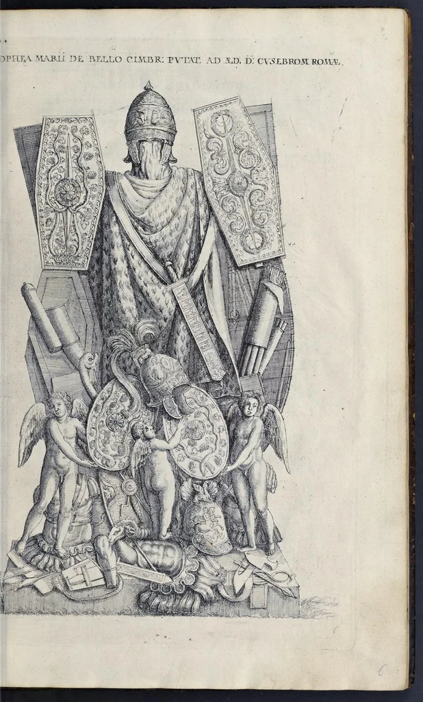 An illustration from The entertainment of his most excellent majestie Charles II, in his passage through the city of London to his coronation : containing an exact account of the whole solemnity, the triumphal arches, and cavalcade delineated in sculpture ; the speeches and impresses illustrated from antiquity : to these is added a brief narrative of His Majestie's solemn coronation : with his magnificent proceedings, and royal feast in Westminster-Hall, 1662, leaf 58