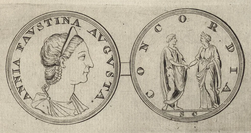 An illustration from Numismata imperatorum romanorum praestantiora a Julio Caesare ad Postumum et tyrannos, 1694, leaf 160