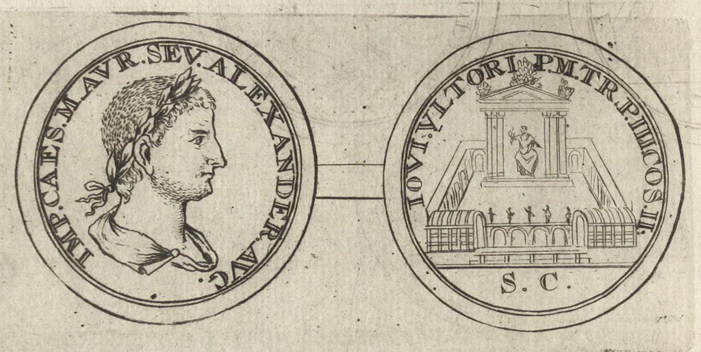 An illustration from Numismata imperatorum romanorum praestantiora a Julio Caesare ad Postumum et tyrannos, 1694, leaf 163