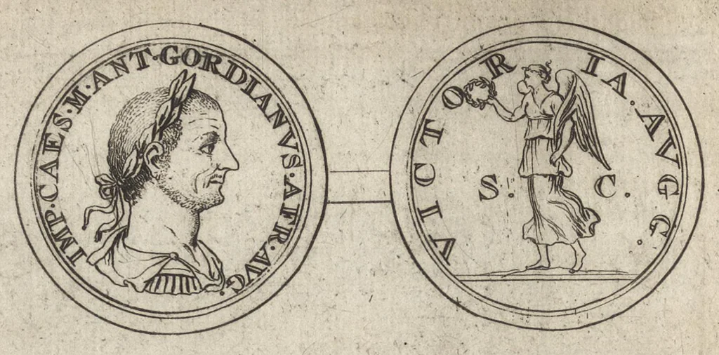 An illustration from Numismata imperatorum romanorum praestantiora a Julio Caesare ad Postumum et tyrannos, 1694, leaf 173