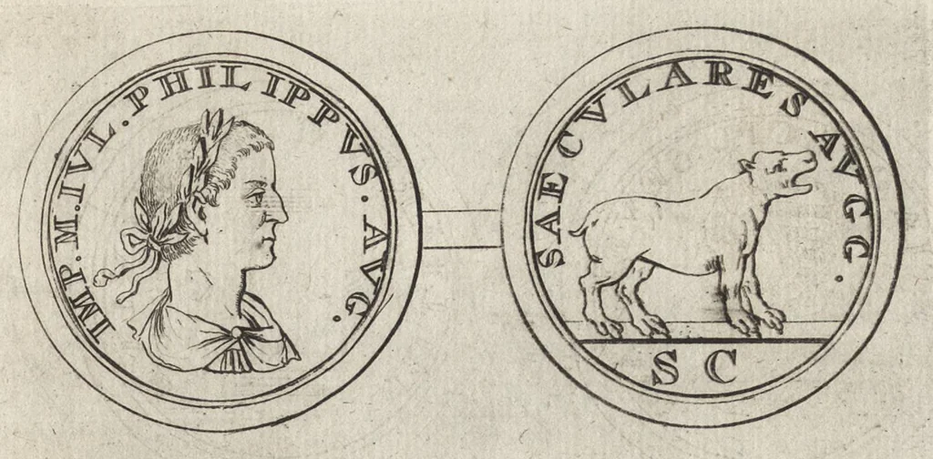 An illustration from Numismata imperatorum romanorum praestantiora a Julio Caesare ad Postumum et tyrannos, 1694, leaf 188