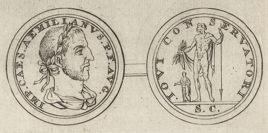An illustration from Numismata imperatorum romanorum praestantiora a Julio Caesare ad Postumum et tyrannos, 1694, leaf 197