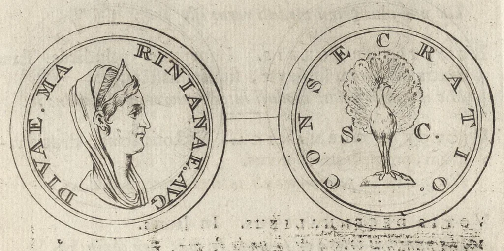 An illustration from Numismata imperatorum romanorum praestantiora a Julio Caesare ad Postumum et tyrannos, 1694, leaf 201