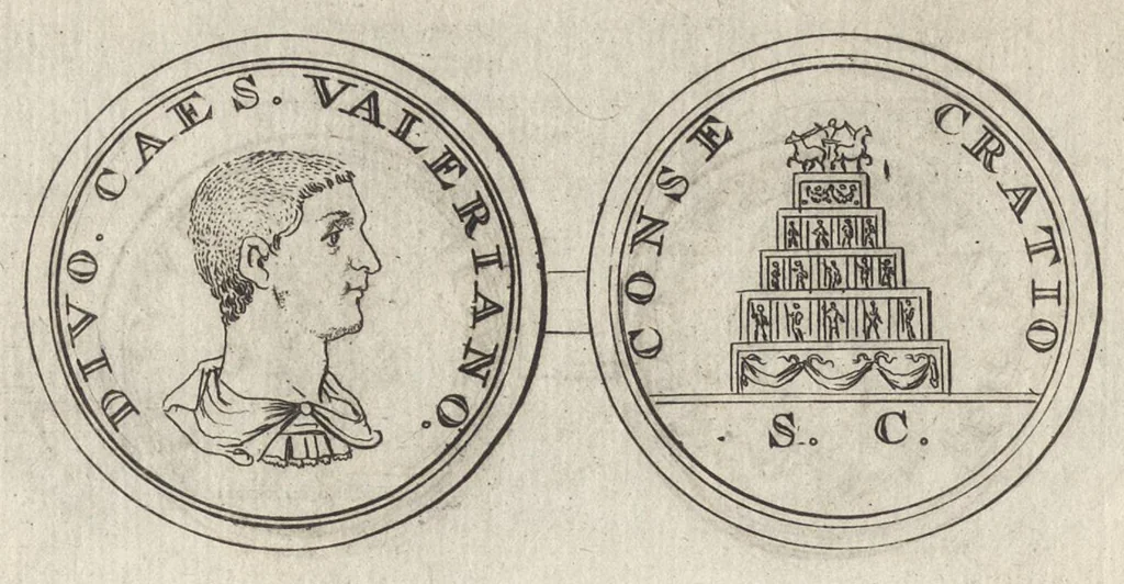 An illustration from Numismata imperatorum romanorum praestantiora a Julio Caesare ad Postumum et tyrannos, 1694, leaf 205