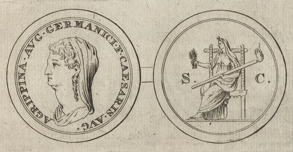 An illustration from Numismata imperatorum romanorum praestantiora a Julio Caesare ad Postumum et tyrannos, 1694, leaf 40