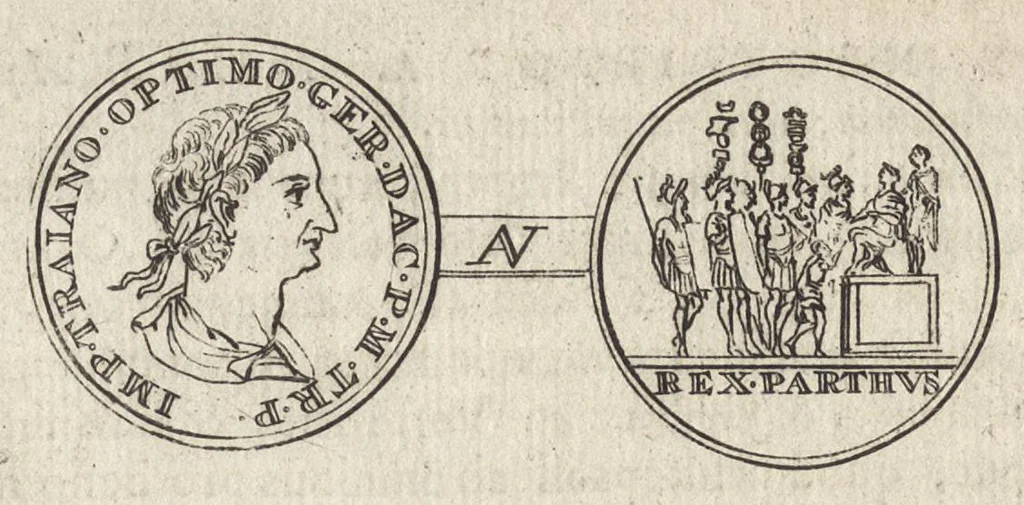 An illustration from Numismata imperatorum romanorum praestantiora a Julio Caesare ad Postumum et tyrannos, 1694, leaf 135
