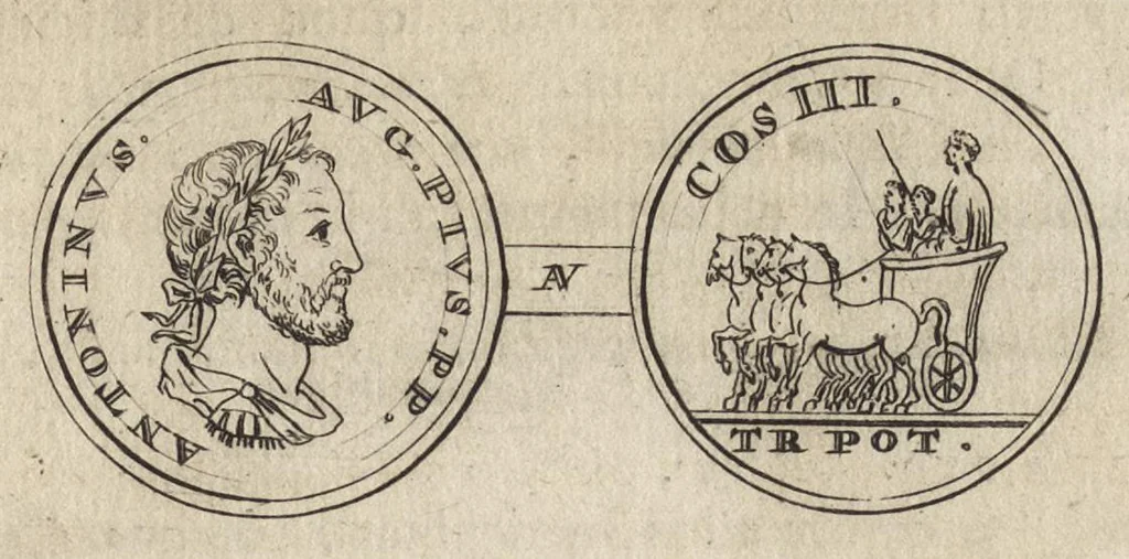 An illustration from Numismata imperatorum romanorum praestantiora a Julio Caesare ad Postumum et tyrannos, 1694, leaf 178