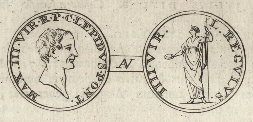 An illustration from Numismata imperatorum romanorum praestantiora a Julio Caesare ad Postumum et tyrannos, 1694, leaf 21
