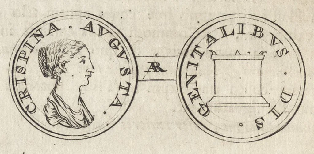 An illustration from Numismata imperatorum romanorum praestantiora a Julio Caesare ad Postumum et tyrannos, 1694, leaf 213