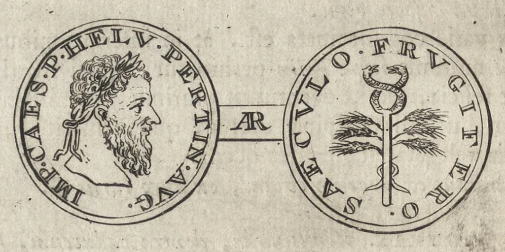 An illustration from Numismata imperatorum romanorum praestantiora a Julio Caesare ad Postumum et tyrannos, 1694, leaf 215