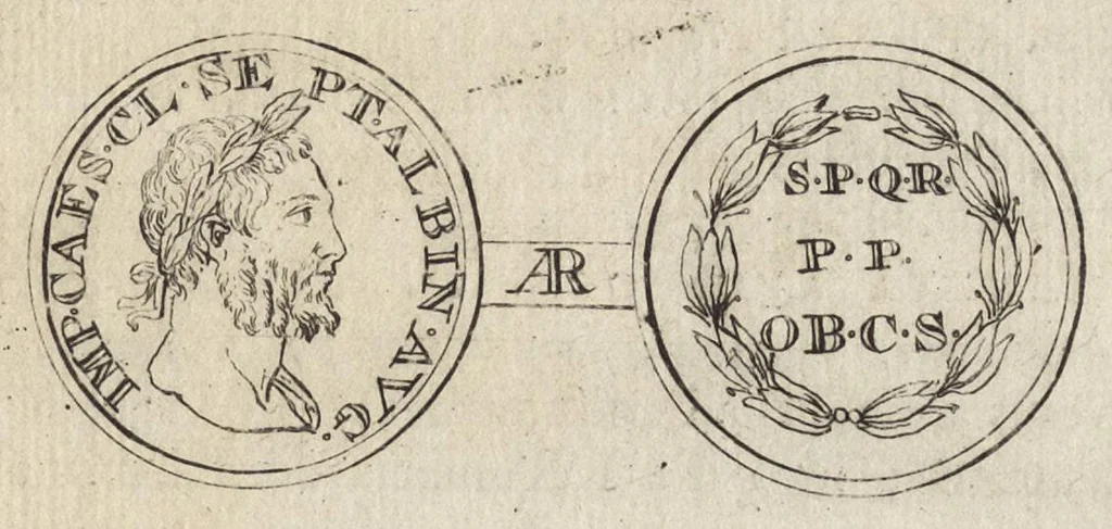 An illustration from Numismata imperatorum romanorum praestantiora a Julio Caesare ad Postumum et tyrannos, 1694, leaf 230