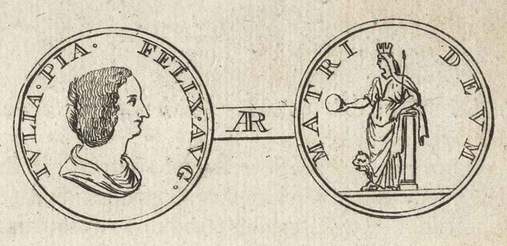An illustration from Numismata imperatorum romanorum praestantiora a Julio Caesare ad Postumum et tyrannos, 1694, leaf 257